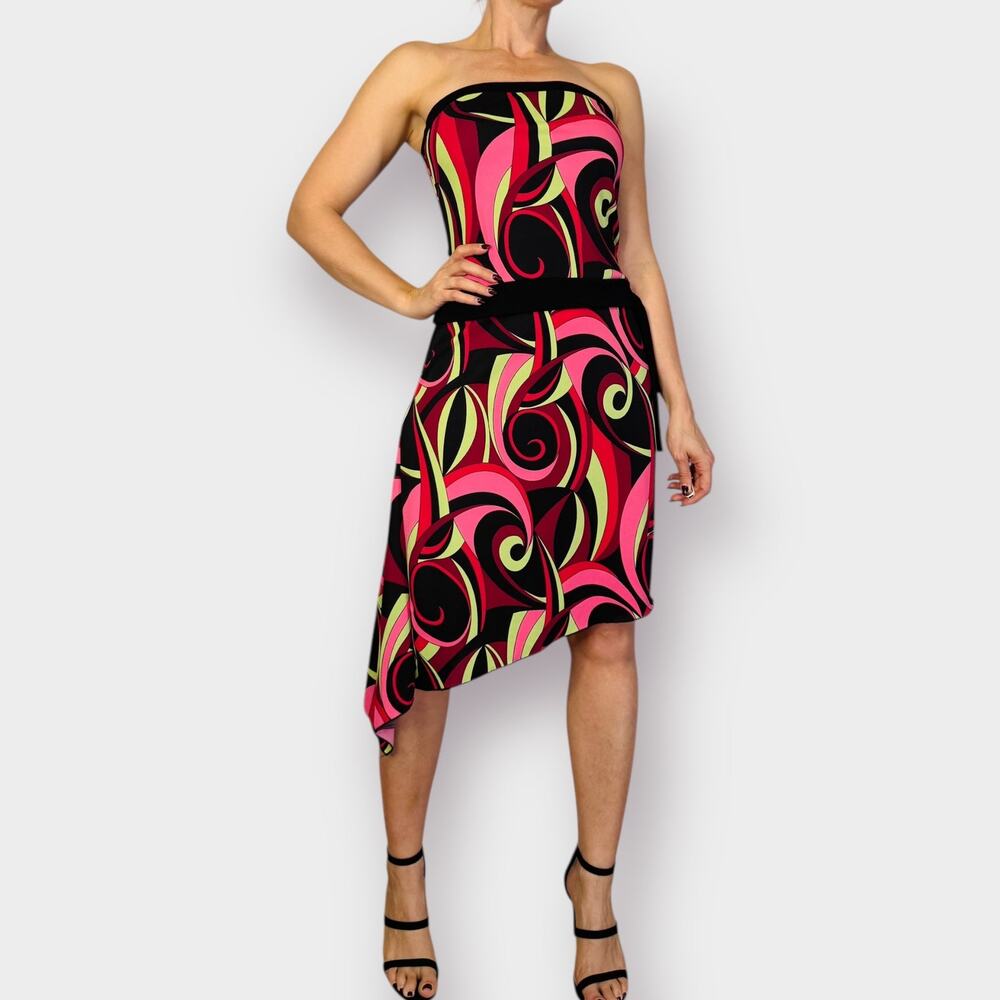 90s My Michelle Strapless Swirl Dress Size L